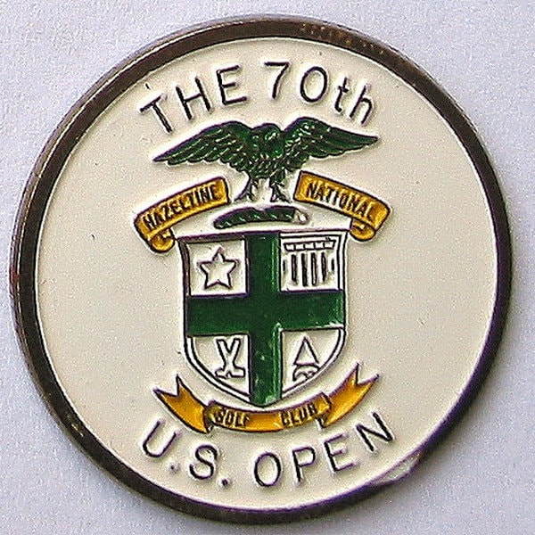 1970 Handgeschilderde muntgolfbalmarker voor het 70e US Open Golfkampioenschap. Uniek golfcadeau voor de 54-jarige golfer