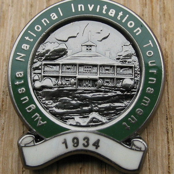 1934 Masters Enamel Golf Pin Badge for the inaugural first ever invitational Masters tournament held at the Augusta Golf Club. Birthday gift
