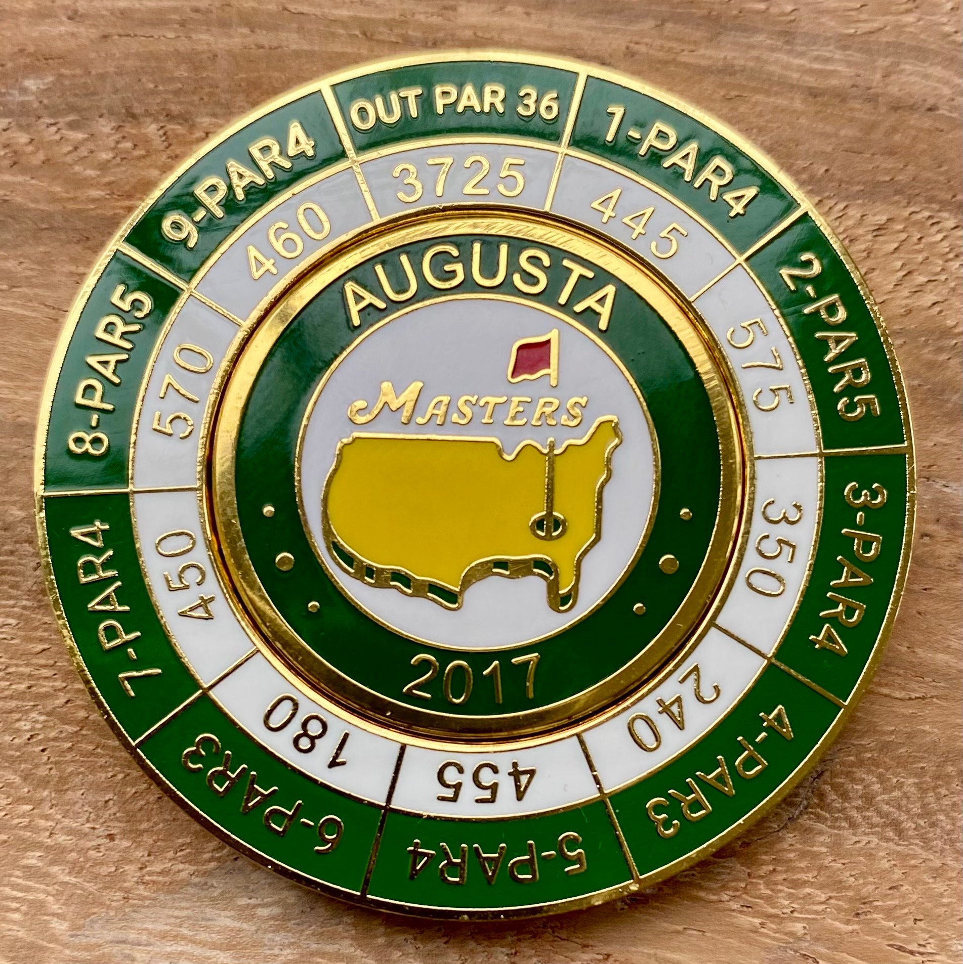 Fabulous 2017 Masters Enamelled Coin Golf Ball Marker With