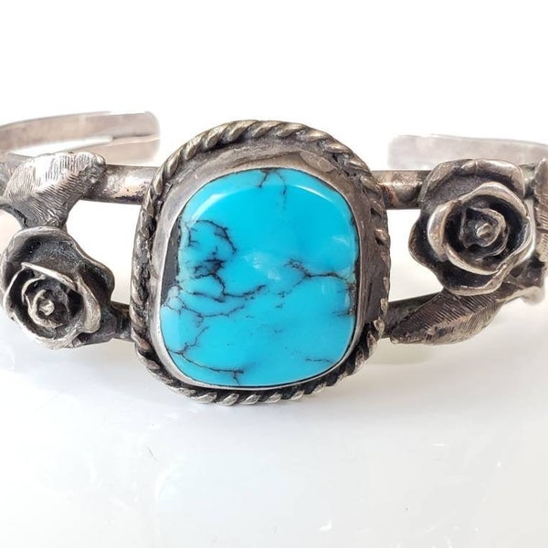 Small, Fred Harvey Era, Bracelet, One-of-a-kind, Southwestern, Turquoise Cuff, Navajo Jewelry, Old Pawn, Sterling Silver Navajo Bracelet