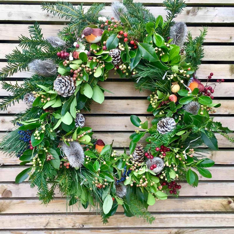 Real foliage natural large 2023 Christmas Wreath With Lights Etsy Real foliage natural large 2023 Christmas Wreath With Lights Etsy