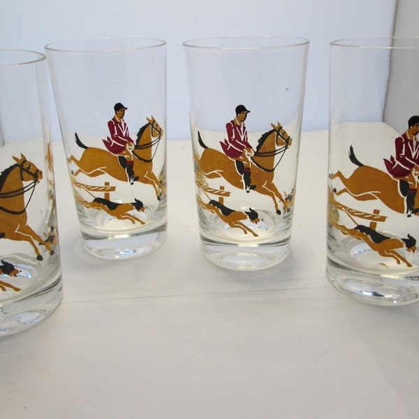 Hunting Scene Glass Etsy