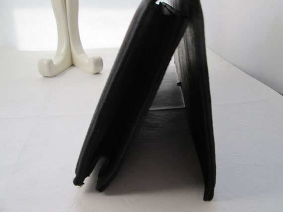 Vtg REDUCED Black Peau de Soie Fabric Clutch Hand… - image 9