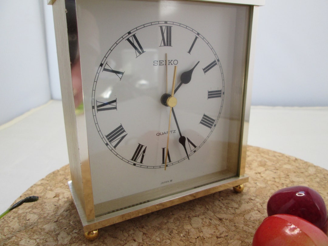 Vintage Seiko Japan Quartz Carriage Clock Table Top Alarm Etsy