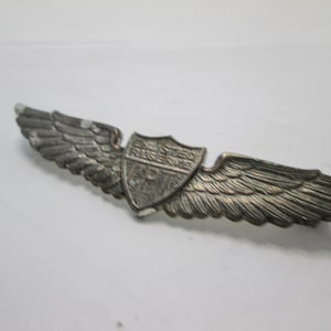 Vintage WWII USAAF Enlisted Reserve CPT Danecraft Sterling Silver Wings Pin Military Memorabilia World War Two Pin  Pilot training