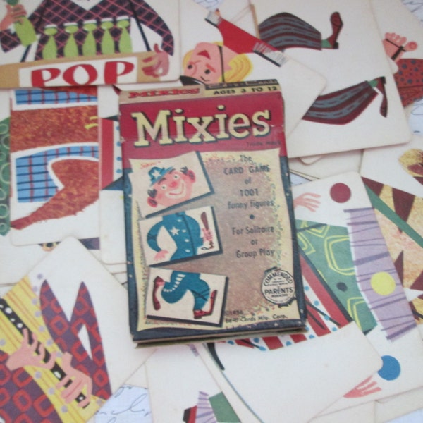 Hard to Find 1956 Mixies With Clown Mixies Ed-U-Card Children's Card Game Three different cards mix and match to create circus characters.