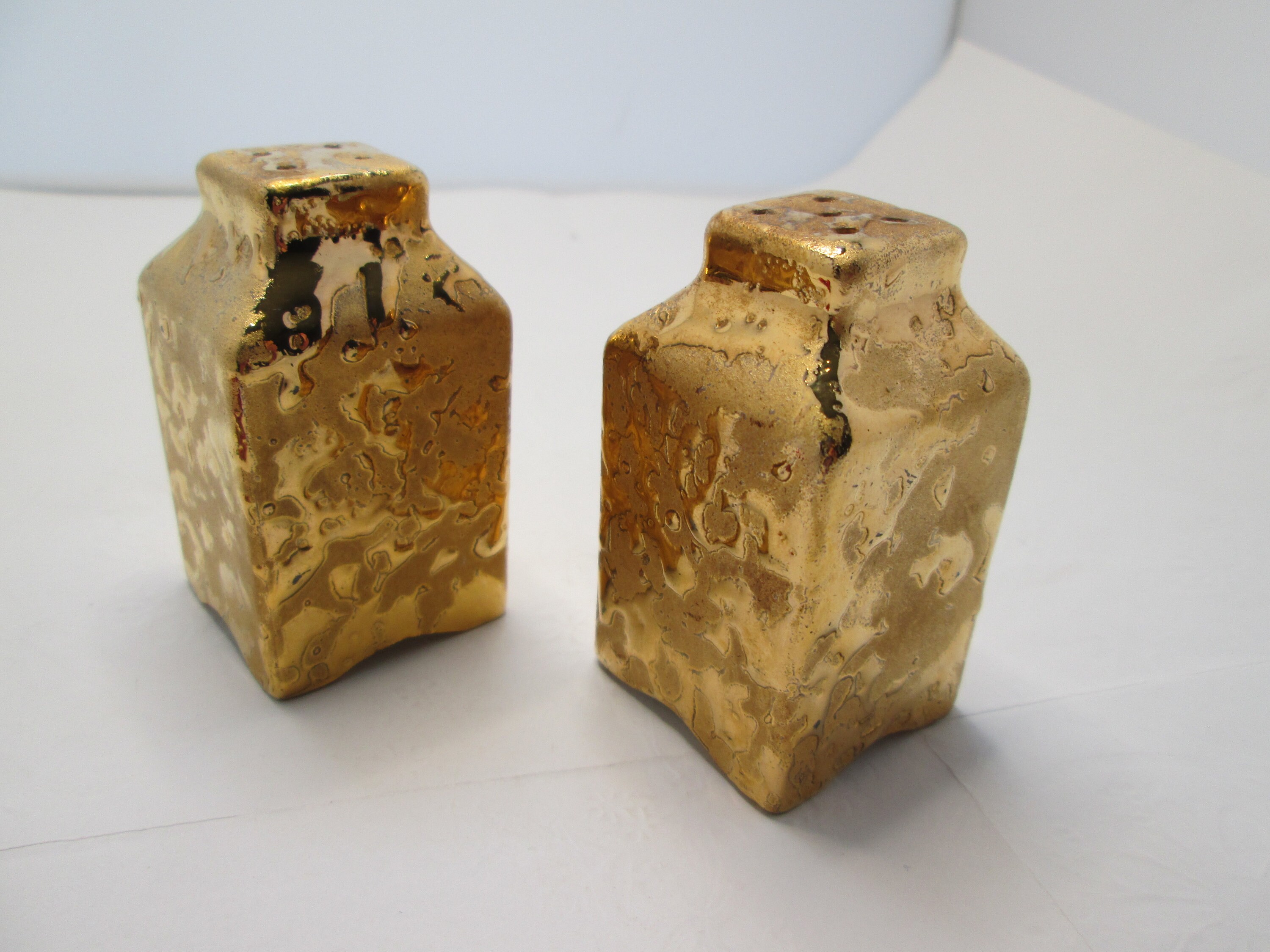 Vintage Pair of Weeping Gold Art Deco Salt and Pepper Shakers Etsy