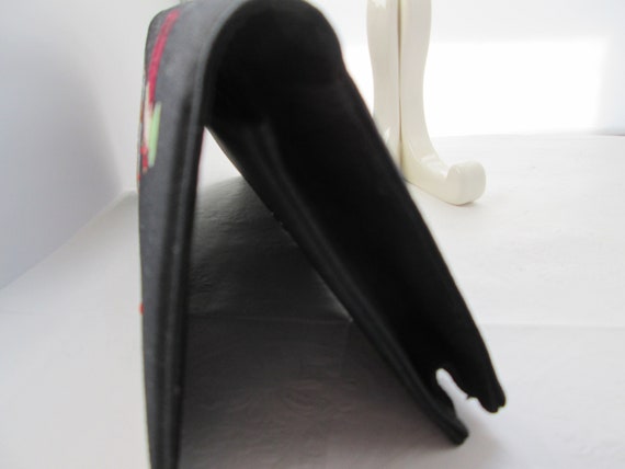 Vtg REDUCED Black Peau de Soie Fabric Clutch Hand… - image 10