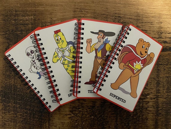 Superted retro Altered/Upcycled pocket Notebook | Gifts for Him | Gifts for Her | Stationery Gifts | 80s Gifts | Retro Gift | Eco Gift