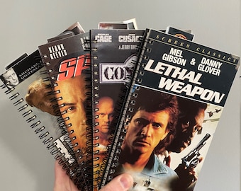 Retro Action Movie VHS Retro Altered/Upcycled Notebooks | Gifts for Her | Gifts for Him | Stationery Gifts | Retro Gifts | Nostalgia