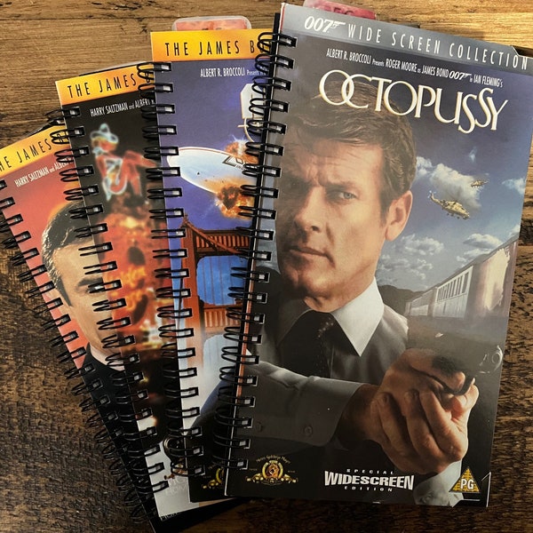James Bond VHS Retro Altered/Upcycled Notebooks | Gifts for Her | Gifts for Him | Stationery Gifts | Notebook | Retro Gifts | Nostalgia