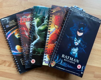 Retro Superhero VHS Retro Altered/Upcycled Notebooks | Gifts for Her | Gifts for Him | Stationery Gifts | Retro Gifts | Nostalgia