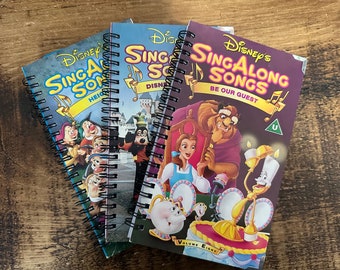 Disney Sing-a-Long VHS Retro Altered/Upcycled Notebooks | Gifts for Her | Gifts for Him | Stationery Gifts | Notebooks | Retro Gifts