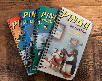 Pingu VHS Retro Altered/Upcycled Notebooks | Gifts for Her | Gifts for Him | Stationery Gifts | Notebooks | Retro Gifts | Cartoon Gift