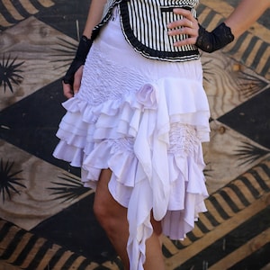 Ruffled Skirt Burlesque, BoHo, Steampunk, Victorian, White skirt, Comfortable Clothing, One Size Fits All, Women's Skirt, Rosetta Skirt image 1
