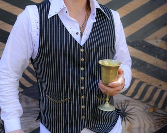 MENS Vest - Black Vest,  Dress Vest Black Tie Ball Wedding Burning Man Festival Clothing Steampunk Victorian, Stretch Canvas, Dapper Vest