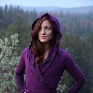 Women's Hoodie Women's Wrap, hoodie, Print, Cowl Neck/ Hood, Magenta Women's Top, Comfortable Clothing, sunday slouch