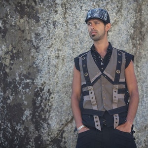 Steampunk Vest - Black Vest, Hipster, Burning Man, Festivals Vest, Vest for Him, Gift for him, Caballero Vest