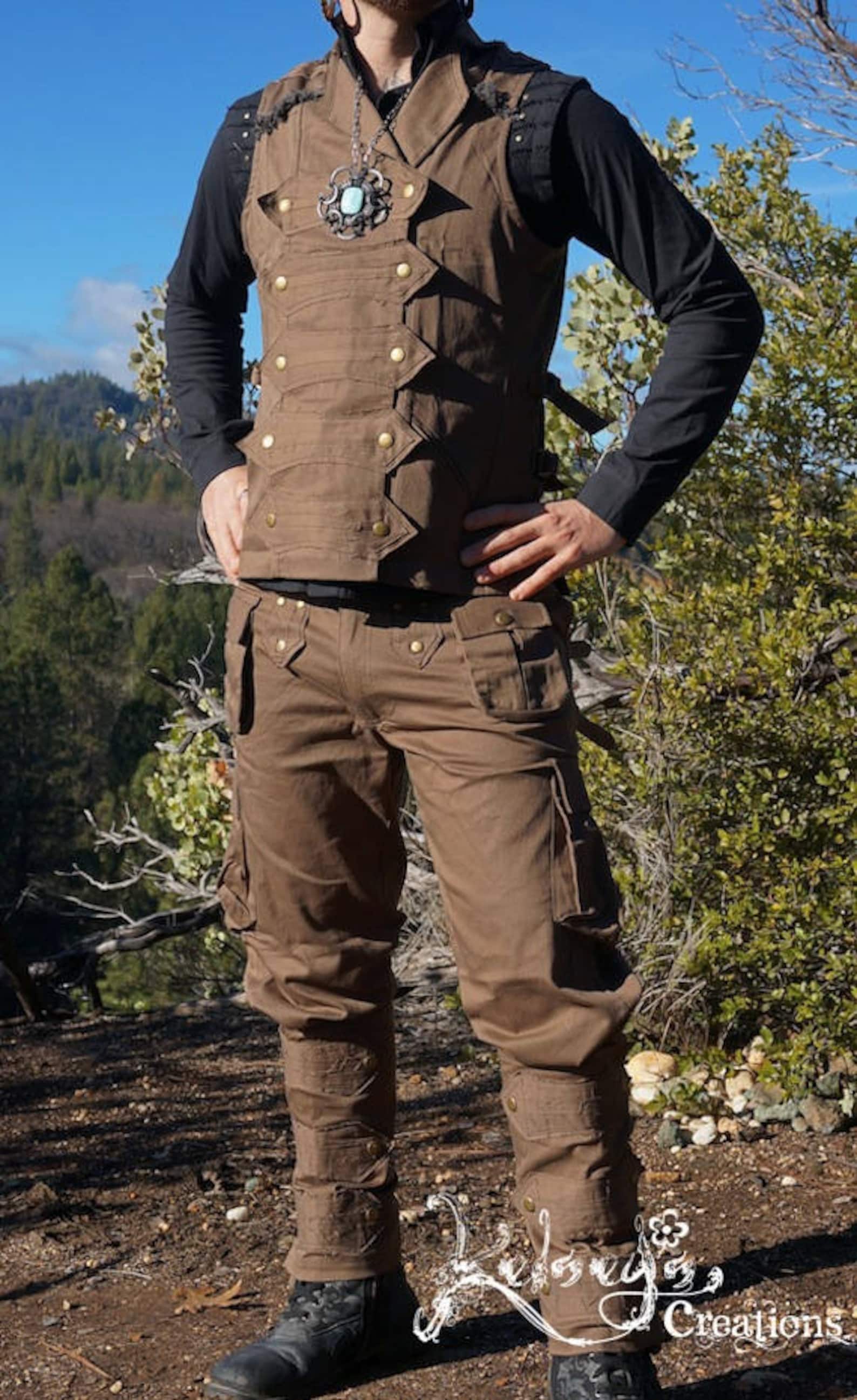 Mens Pirate Vest Gray Blue Mens Suit Pirate Festival Etsy