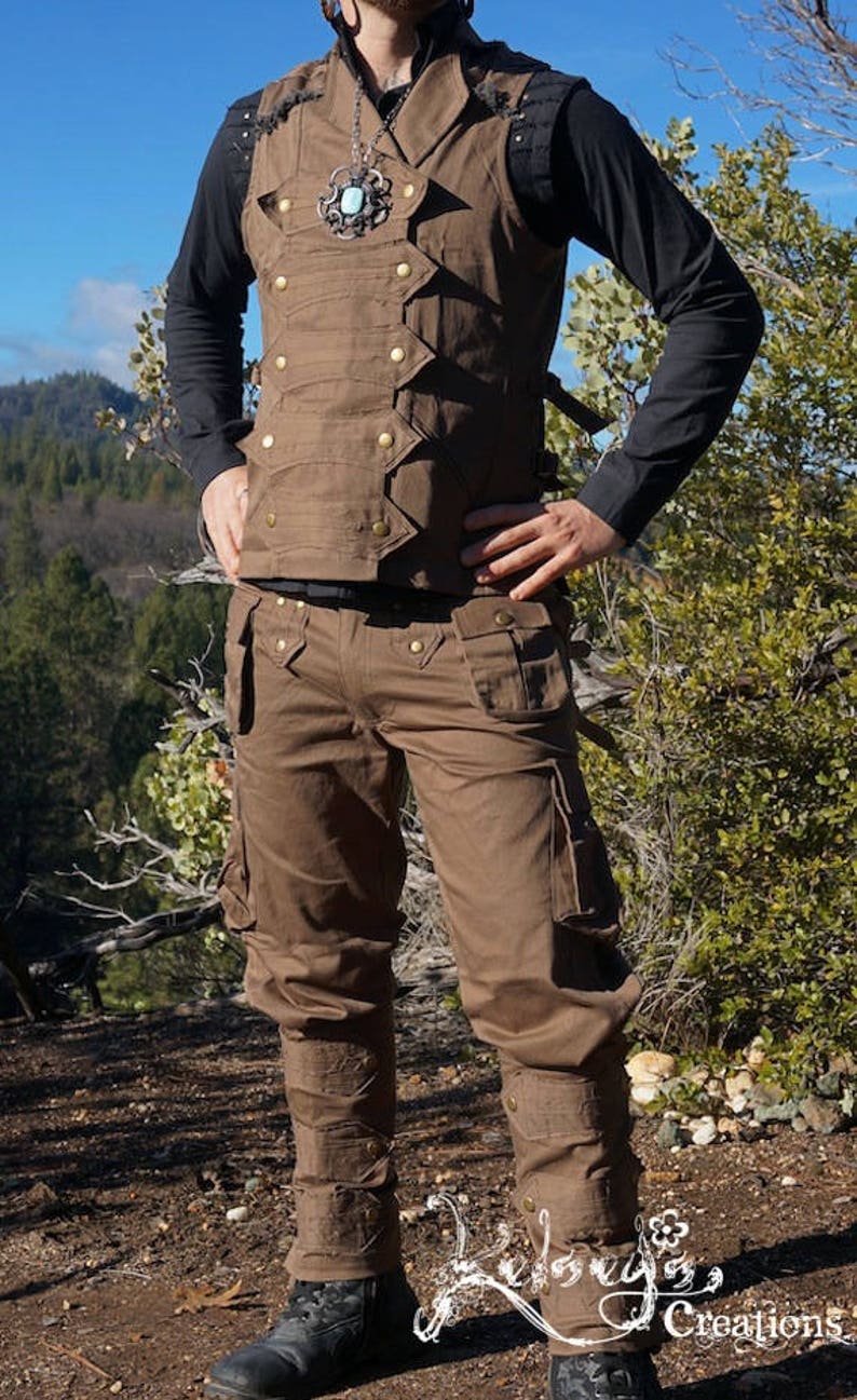 Mens Pirate Vest Gray Blue Mens Suit Pirate Festival Etsy