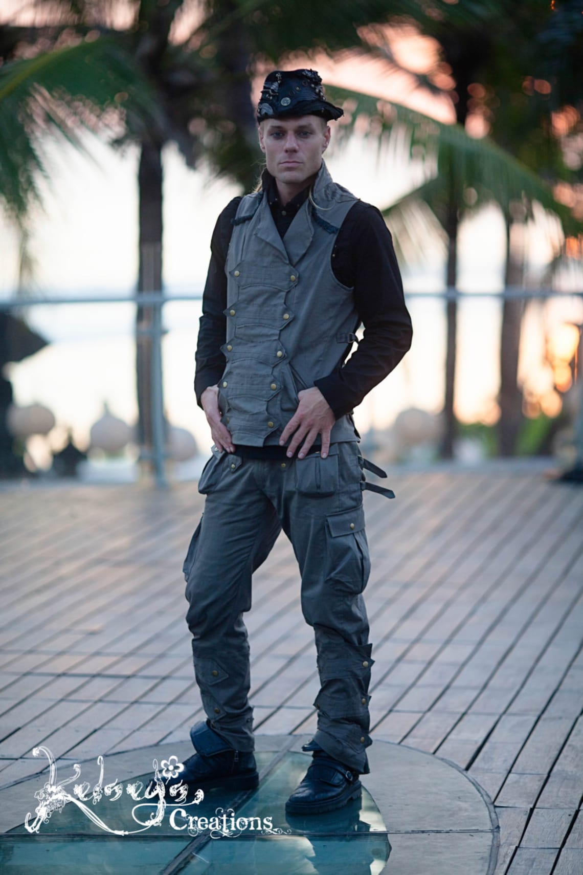 Mens Pirate Vest Gray Blue Mens Suit Pirate Festival Etsy