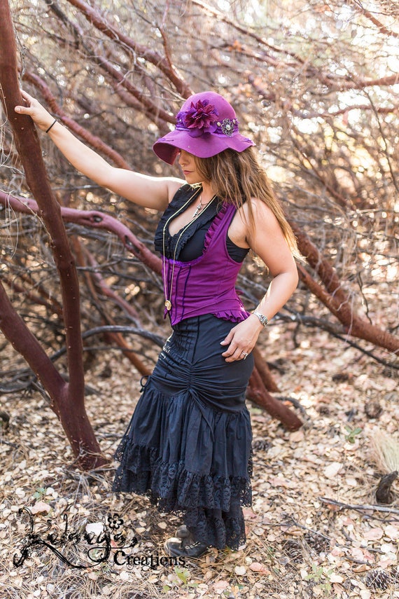 Womens Pirate Vest Purple Vest Steampunk Under Bust Corset Back Top Burning Man Burlesque Victorian Era Nixie Top Etsy Canada