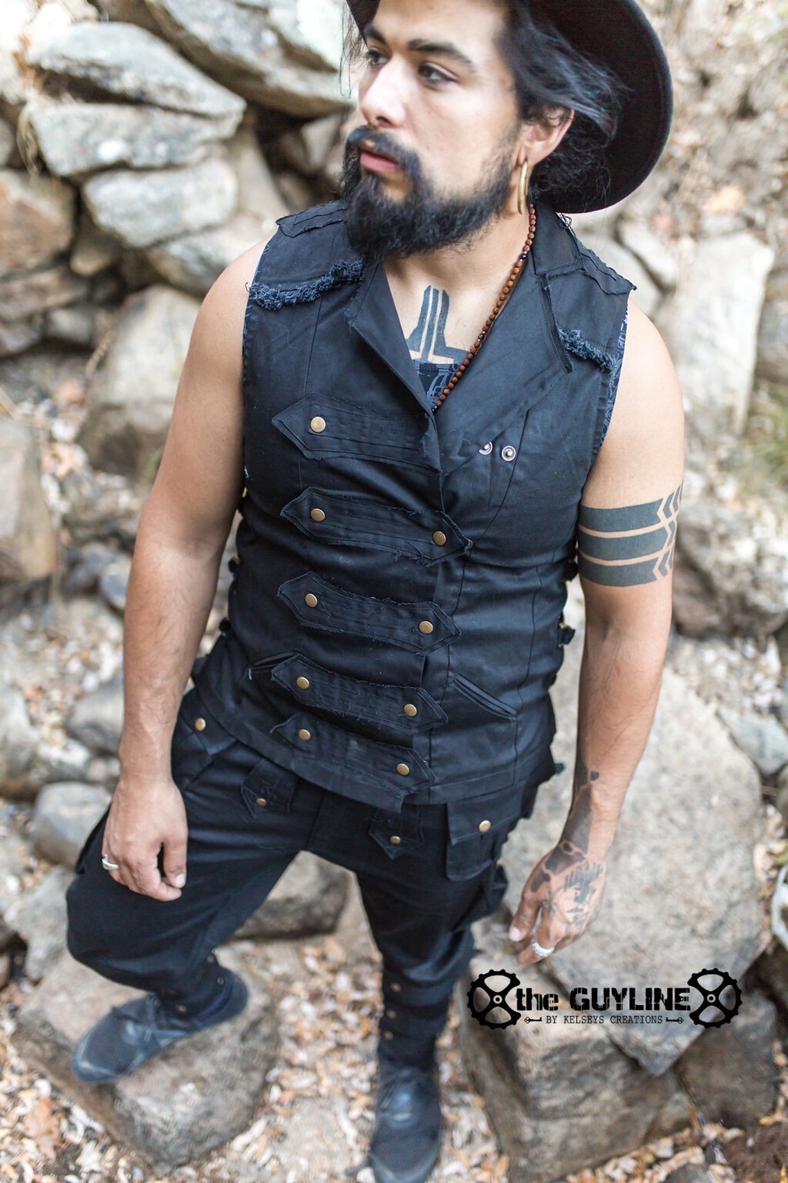 Mens Pirate Vest Black Mens Suit Pirate Festival Wear Etsy