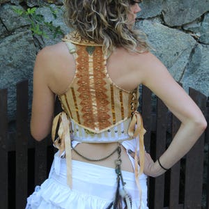 Womens vest White/black Crop Vest, Steampunk vest, Burning Man clothing, Gypsy Fairy, Victorian era Crop Vest, Bella Bolero image 6