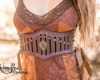 Leather Harness - Steampunk, Victorian, Burlesque, Gothic, Under Bust Harness, Cirque, Burning Man, Dancer Accessories, Wench Belt