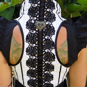 Womens vest White/black Crop Vest, Steampunk vest, Burning Man clothing, Gypsy Fairy, Victorian era Crop Vest, Bella Bolero image 1