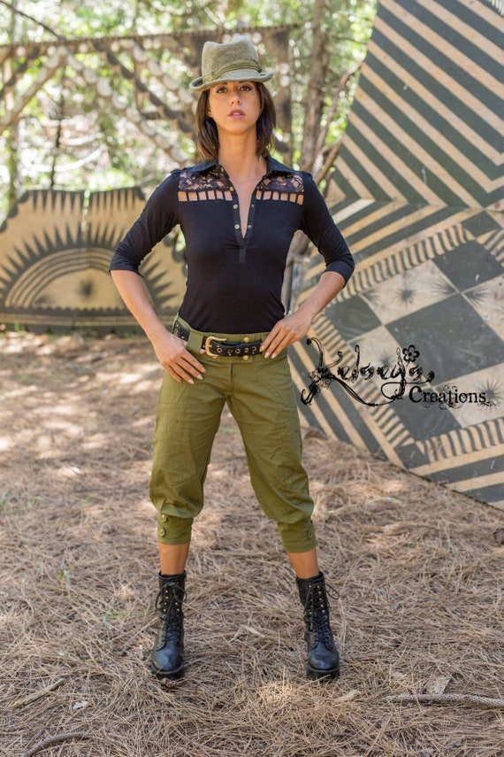 Pantalones verdes mujer deals