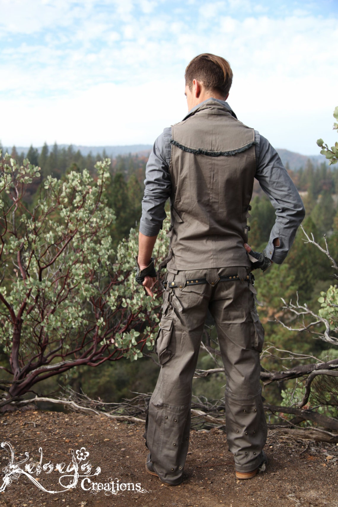 Mens Pirate Vest Gray Blue Mens Suit Pirate Festival Etsy