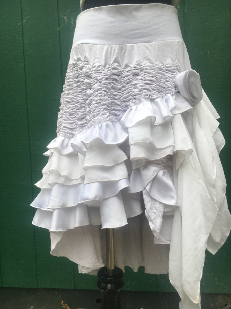 Ruffled Skirt Burlesque, BoHo, Steampunk, Victorian, White skirt, Comfortable Clothing, One Size Fits All, Women's Skirt, Rosetta Skirt image 5