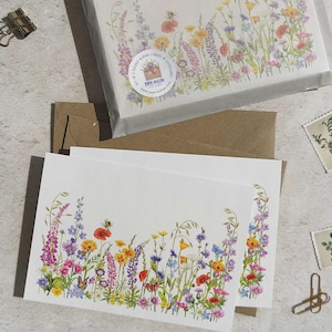 Cartes pliées et enveloppes Wildflower, jeu de carnets vierges
