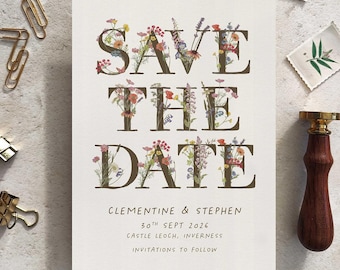 Wildblumen Save the Date Karte: Briefpapierhochzeit Cottage Garden Hochzeit