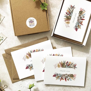 Cartes de remerciement et enveloppes pliées Fleurs séchées d'automne