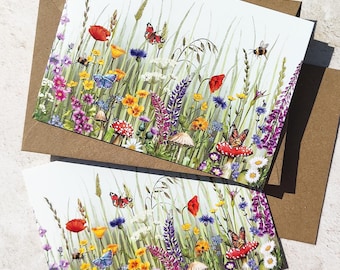 Wildflower Landscape Folded Cards & Envelopes, Blank notelets set