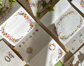 Wildflower Wedding Stationery SAMPLE, Save the date cards and invitations