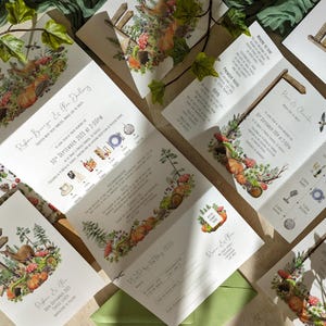 Autumn Woodland Wedding Stationery SAMPLE, Save the date cards and invitations