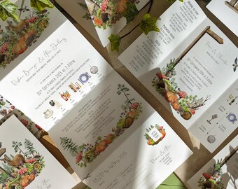 Autumn Woodland Wedding Stationery SAMPLE, Save the date cards and invitations