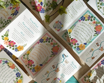 Whimsical Floral Wedding Stationery SAMPLE, Save the date cards and invitations