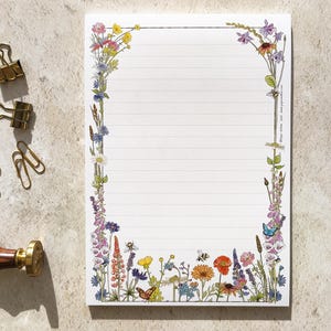 Cottage Garden A5 lined notepad | Wildflower watercolours