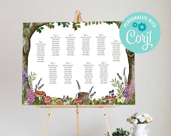 Woodland Wedding Printable Digital File, Template Design, Table Plan, 20 Woodland Forest Animals