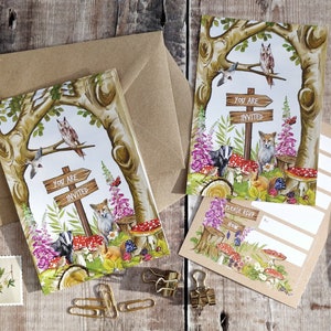 Woodland invitations, Ready to write invites, Rustic Woodland Animals Theme, Cottagecore image 5