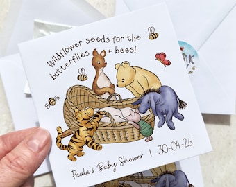 10 x Winnie Baby Shower Seed Packet Favours, for the butterflies and bees