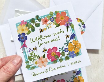 10 x Colourful Wildflower Seed Packet Wedding Favours, for the bees
