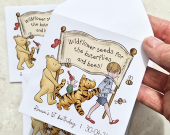 10 x Winnie Birthday Goodie Bag Seed Packet Thank You Favours, for the butterflies and bees