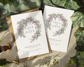 Wisteria Regency Save the Date card and envelopes