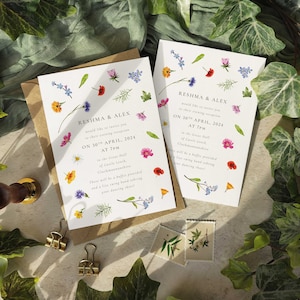 Wildflower Scatter Wedding Invitation, Evening invites & envelopes image 1