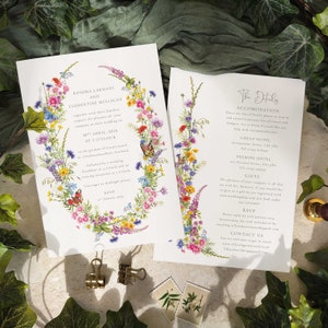 Wildflower Wedding Invitation, A5 invites & envelopes